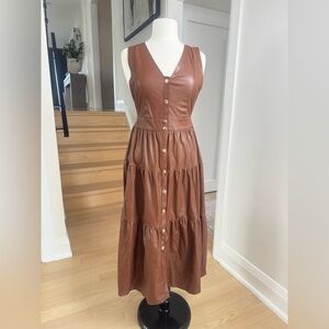 NWOT Zara Ruffled Faux Leather Pinafore Dress S